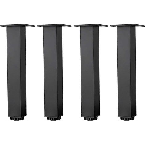 Pieds de meubles réglables en hauteur en alliage d'aluminium, pieds de canapé, pieds de table basse, pieds de meuble de salle de bain avec lavabo, noir mat, lot de 4 (25 cm/9,8 po) (1/5)