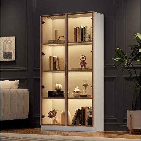 LED-Glasvitrine, 2 Türen, 80 x 40 x 160 cm, weiß HAVRYA (1/5)