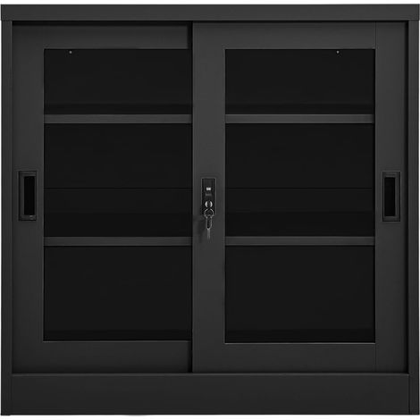 Armoire Meuble de rangement,Armoire à portes coulissantes Anthracite 90x40x90 cm Acier -34288 (1/5)