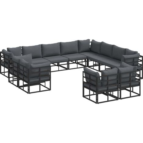 Maison Exclusive - Set Divano da Giardino con cuscino 12 pcs Nero Alluminio