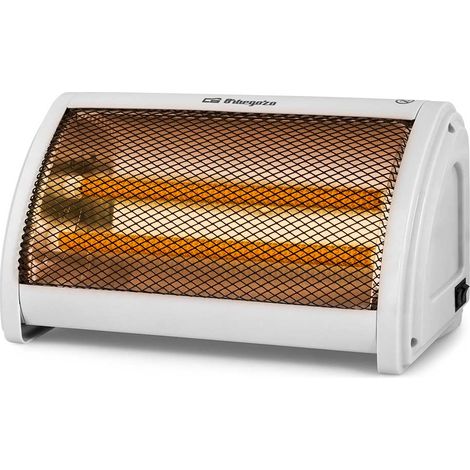 Orbegozo estufa de cuarzo BP 3200, 2 tubos cerámicos, doble botón de funcionamiento, reflector protegido de alta brillantez, asa para transporte, 1000 W (1/4)