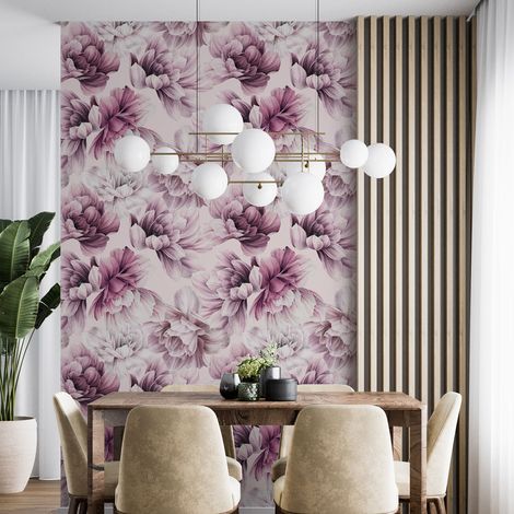 Papier peint - Motif floral - 6 LÉS de 60x260 cm - Surface L 360 x H 260 cm (1/4)