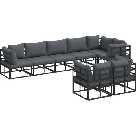 Maison Exclusive - Set Divano da Giardino con cuscino 8 pcs Nero Alluminio