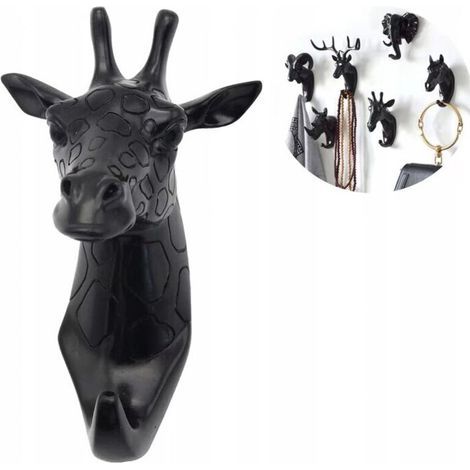 Porte-Manteau Mural Animal en Forme de Girafe Noir – Crochet pour Serviettes, Manteaux et Clés – Design Décoratif et Fonctionnel (1/5)