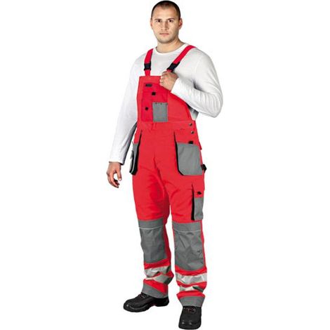 Arbeitslatzhose mit Reflektoren rot 46
