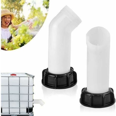 2 Pcs Buse de Réservoir d'eau Valve Bouchon de Robinet IBC Bec de Vidange avec Écrou Rallonge de Tuyau de Bec Raccord de Vanne Extension pour Raccords de Tuyaux d'eau de 1000L Pluie Arrosage (1/4)