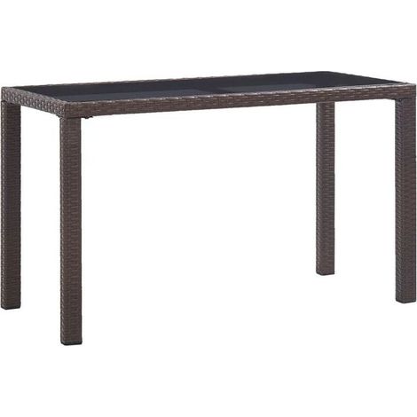 Table de jardin verre noir et résine tressée marron Wiley (1/3)