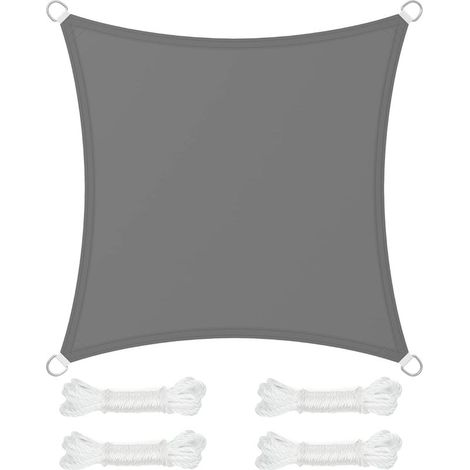 Voile d'ombrage 3 x 3 m, imperméabilité 665 mm, polyester indéchirable, protection UV 93 %, pour terrasse, jardin, balcon, place, 2 coloris gris (1/5)