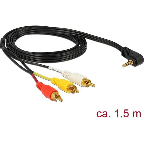 DeLOCK Kabel Klinke 3,5 mm 4 Pin Stecker gewinkelt 3 x Cinchstecker 1,5 m (84504) (1/4)