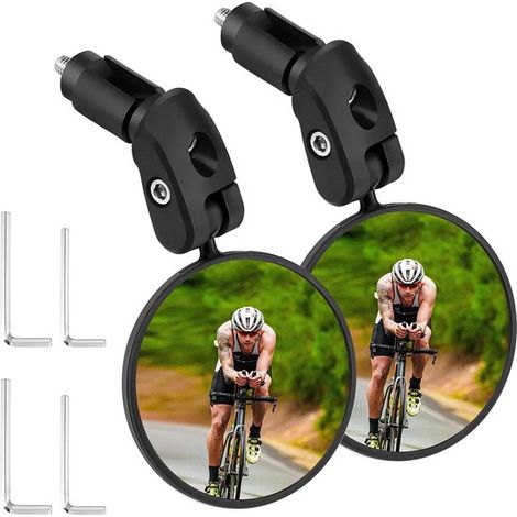 Ensemble de 2 rétroviseurs de vélo - Rétroviseurs de vélo - Fixation en bout de guidon - Miroir convexe orientable à 360° (1/5)