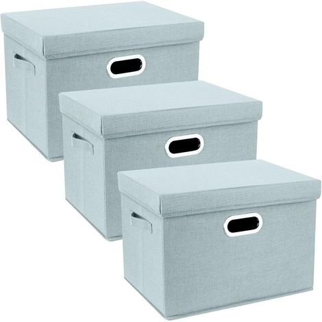 Aufbewahrungsbox Deckel Stoff faltbar 44x30x29cm 3-Stück Aqua Spring (1/5)