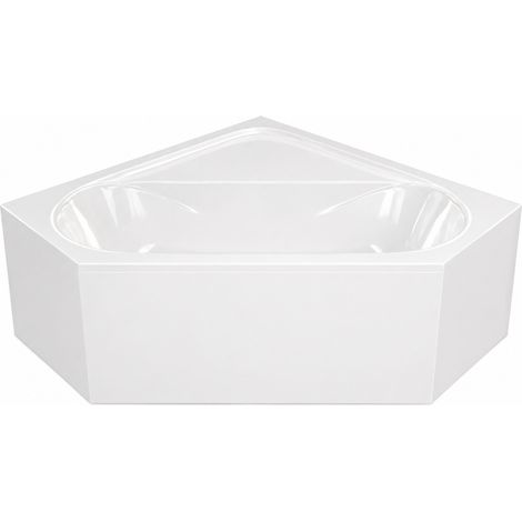 pack baignoire d'angle 140x140x54 cm avec tablier recoupable - blanc brillant - marina