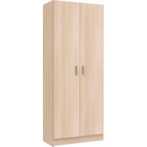 Armadio Multiuso A 2 Ante Armadietto Mobile Contenitore Salvaspazio Con Ripiani Regolabili Ideale Per Ingresso Camera Bagno e Lavanderia 180 x 73 x 37 Cm Rovere