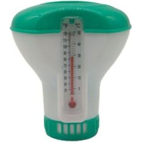 Floating dispenser with thermometer for swimming pools, for 20 g tablets (1/5)