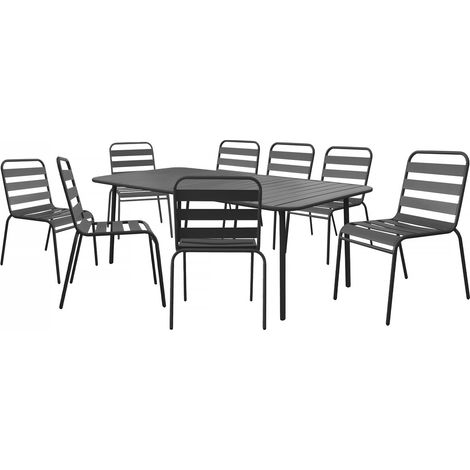 Set da pranzo da giardino in metallo "Bilbao" - 8 posti - Grigio