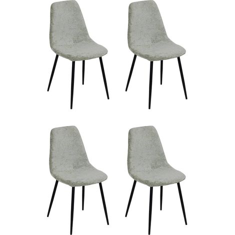 Lot de 4 Chaises en Chenille "Nokas" 86cm Kaki (1/5)
