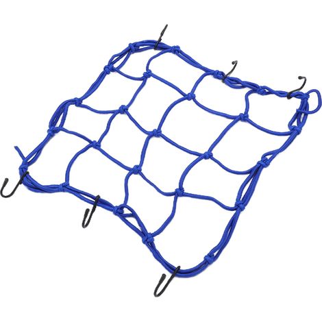 Filet de chargement en nylon résistant et élastique avec crochets pour vélos de route, VTT, motos et véhicules électriques (bleu) (1/5)