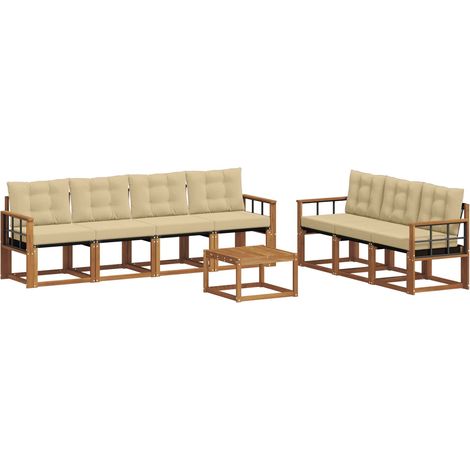 Outdoor-Sofagarnitur mit Kissen 8 pcs Natur und Beige vidaXL