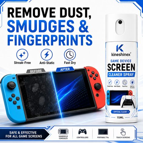 KineShineX Bildschirmreiniger für Gaming-Geräte, Antistatisches Reinigungsspray zur Staubentfernung für Handheld-Gamepads und Monitore (1/5)