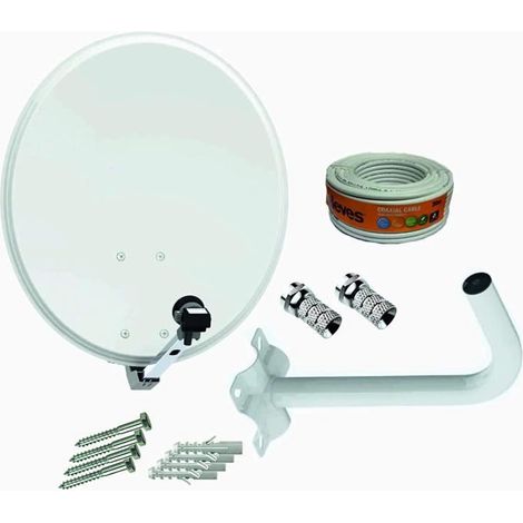 Kit antenne parabolique - Tecatoel - 60 cm - Support mural - LNB universel - Tissu 20 m