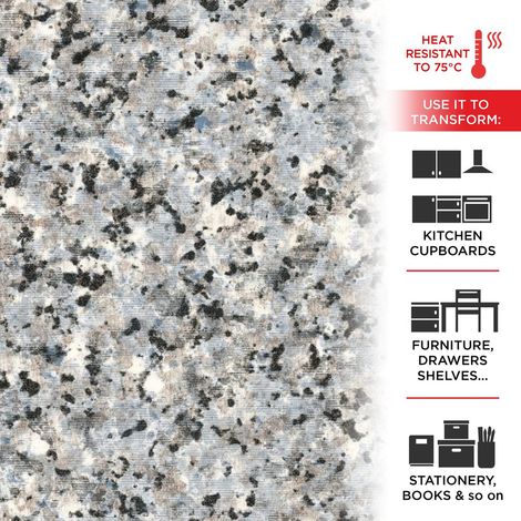 Pellicola Adesiva Effetto Granito Azzurro 45 cm x 2 mt