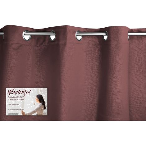 TENDA WONDERFUL in tinta unita MARRONE cm. 140X280 BLACK OUT confezionata