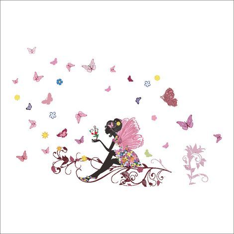 Adesivi murali rosa con farfalle per cameretta da bambina (1/5)