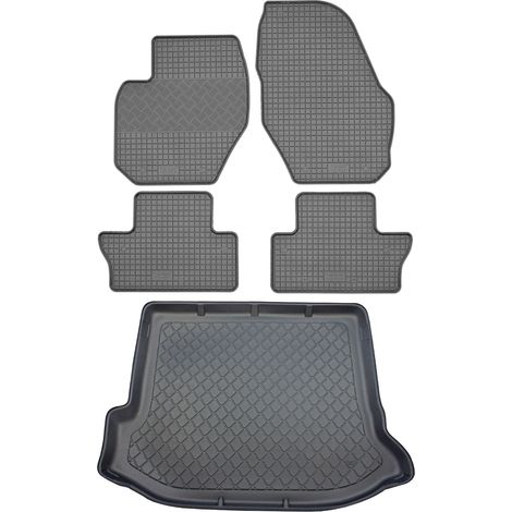 Ensemble de tapis de sol en caoutchouc pour Volvo V60 i Sport Combi / V60 i Cross Country Kombi (5 portes) de 10.2010 à 01.2018 : tapis de sol de voiture et tapis de coffre. (1/5)