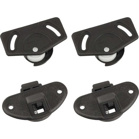 Cyclingcolors – Lot de 2 garnitures complètes pour porte coulissante – Plastique noir – Charge max 15 kg – Compatible systèmes standard