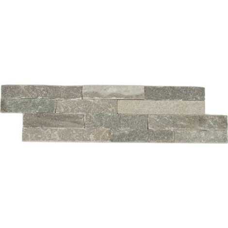 Decoon – Plaquette de parement en pierre naturelle 0,468 m2 – Couleur gris – Dimensions 40 x 10 cm – Épaisseur 0,8 à 1,5 cm
