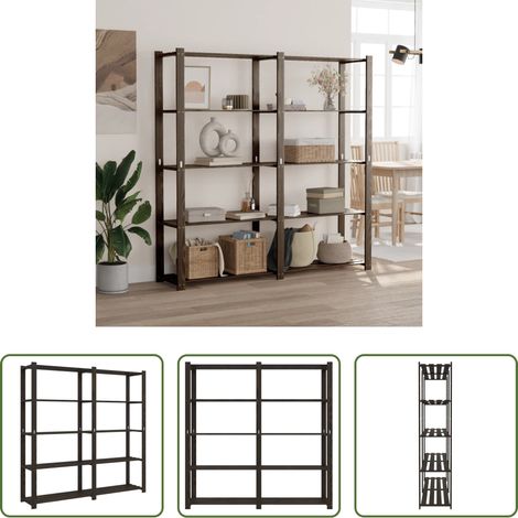 vidaXL Lagerregal -  Lagerregal mit 5 Böden Schwarz 170x38x170 cm Massivholz Kiefer (1/5)