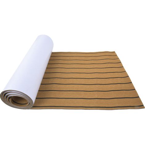 Tapis de pont en EVA imitation teck pour bateau, yacht, surf, bandes marron et noir, revêtement antidérapant pour sol extérieur (1/5)