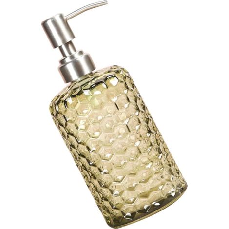 Glass Gel Dispenser Bottle with Green Pineapple Design and Reusable Stainless Steel Pump for Shampoo, Lotion, and Cosmetics - Bathroom and Travel (1/5)