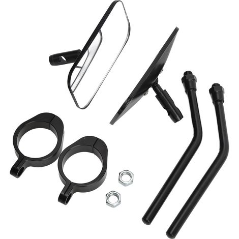 Kit 2 retroviseurs moto carres alu vision large angle clair pour amortisseur pare-chocs 38mm trou interieur noir (1/5)