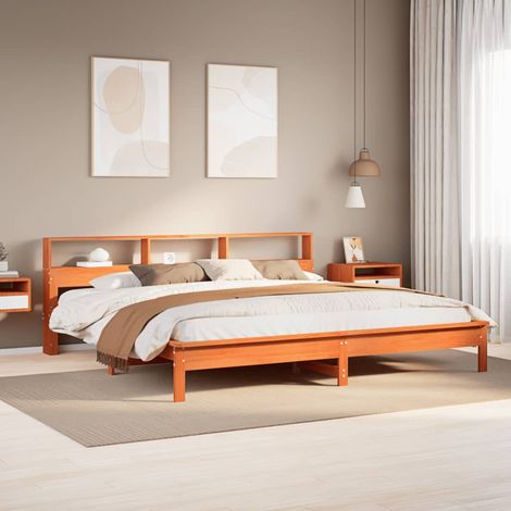 Bed Frame without Mattress Wax Brown 180x200 cm Super King Solid Wood Pine vidaXL (1/5)