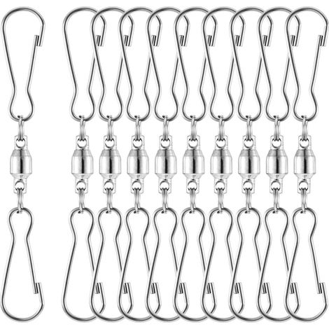 Paquete de 10 ganchos giratorios dobles suaves para mangas de viento, campanillas de viento, espirales de cristal y artículos para fiestas de Halloween y Navidad. (1/5)