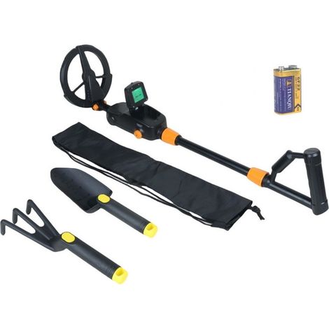 Detector de metales para niños, ligero, con pantalla LCD y sonido, de alta sensibilidad y bobina de búsqueda impermeable, ideal para niños o principiantes (negro con accesorios).