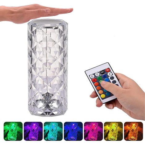 MINKUROW Lampada Da Tavolo A Led In Cristallo, Lampada Da Comodino Moderna Con Tocco Creativo E Diamante Acrilico Regolabile [16 Colori E 4 Modalità] Con Telecomando, Luce Notturna Cambia Colore Rgb P (1/5)