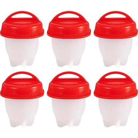 6 Pièces Cuiseur à œufs en silicone sans BPA, pochon à œufs en silicone antidérapant, outil de cuisson rapide pour le petit-déjeuner (1/5)