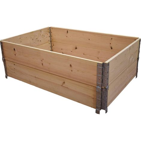 Multitanks – Carré potager en bois naturel 120 x 80 cm – Hauteur 39 cm – Surface de 0,96 m² – Contenance 370 litres – Montage sans outil en 15 min