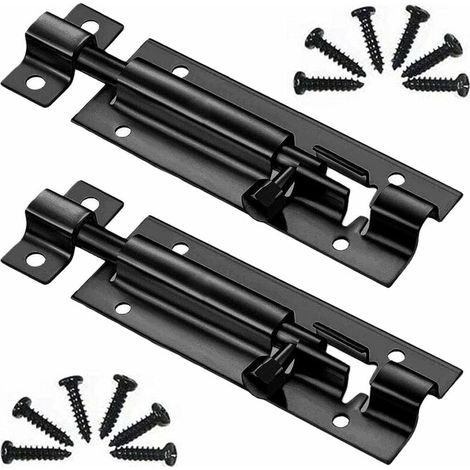2Pcs Loquet Porte Coulissante Targette en Acier Inoxydable avec Barrel Bolt Épaississant Boulon à Glissière Verrou de Porte Loquet Porte Coulissante Serrure Porte Coulissante Boulons de Verrouillage,S (1/5)