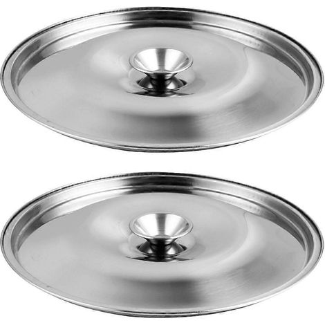 Lot de 2 couvercles en acier inoxydable pour bocaux à huile et autres pots à épices.-14x14cm-Silver (1/4)