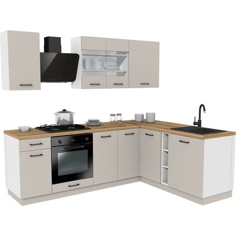 Cucina completa 240 cm, 2 cassetti, Cashmere / Rovere Evoke, 240 x 48,5 x 200 cm (1/3)