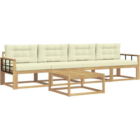 Conjunto de sofás de exterior 4 uds. Blanco y Crema vidaXL (1/5)