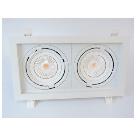 Encastré LED 2x23W rectangulaire 362X200mm blanc 2 spots orientables 3000K 2x2000lm 230V dimmable 38° IP20 IK07 CARD TWO SHOP (1/2)