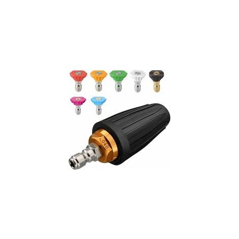 Buse turbo pour nettoyeur haute pression, rotative, 7 embouts, raccord rapide 1/4", 4000 PSI –