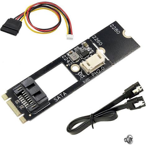 M.2 SATA NGFF auf SATA3.0 7-Pin-Adapter, M.2 Key-B auf SATA3.0 Adapterkarte für M.2 SATA 2242, 2260 und 2280 SSDs (1/5)