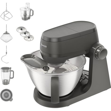 Kenwood Multi Tasker - Impastatrice Planetaria Multifunzionale con accessorio Frullatore, Robot Cucina e spremi agrumi, 1.7kg di Impasto Pane e Pizza, Paraschizzi con Misurino, Grigia (KHC30.050GY) (1/5)