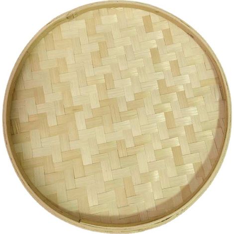 ZOLGINAH Balsa De Bambú De Tamiz De Bambú Tejido Hecho A Mano, Cesta De Pan De Fruta Redonda Decorativa para Almacenamiento De Cocina, 26 X 1,8 Cm (1/5)