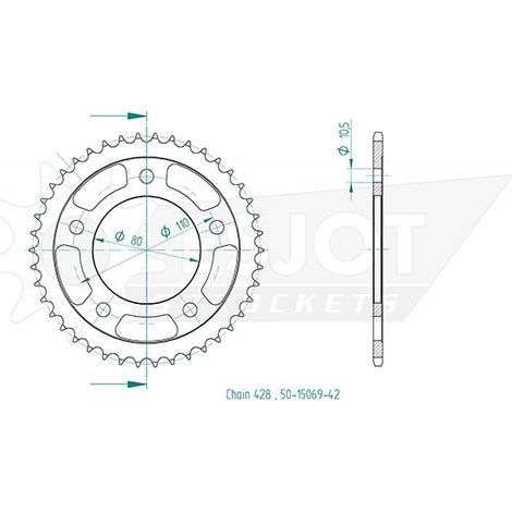 Couronne Acier compatible avec la marque Kymco - 428 - 42 Dents - Made in Germany
